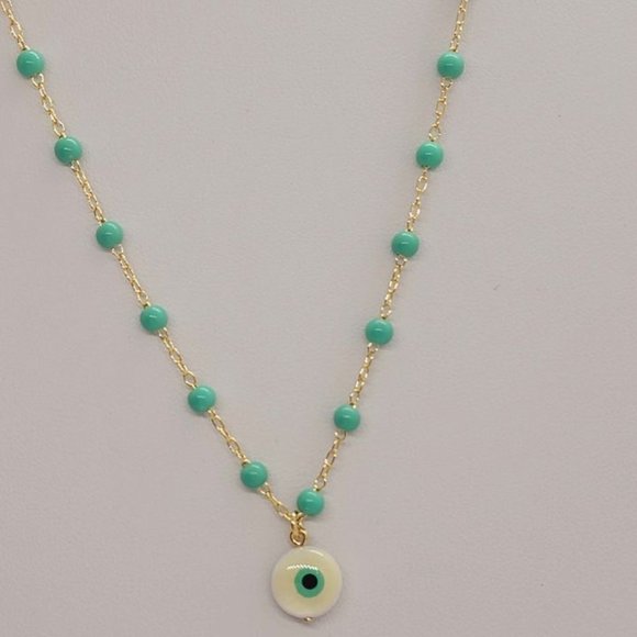 Jewelry - Brazilian 18k Gold Filled Turquoise Evil Eye Necklace